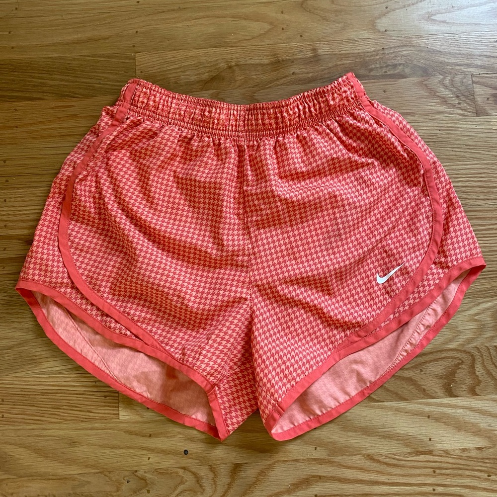 Nike Peach and White Gingham Athletic Shorts Small